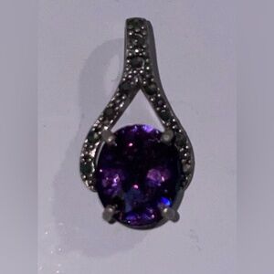 Vintage Sterling Silver, Amethyst, Marcasite pendant